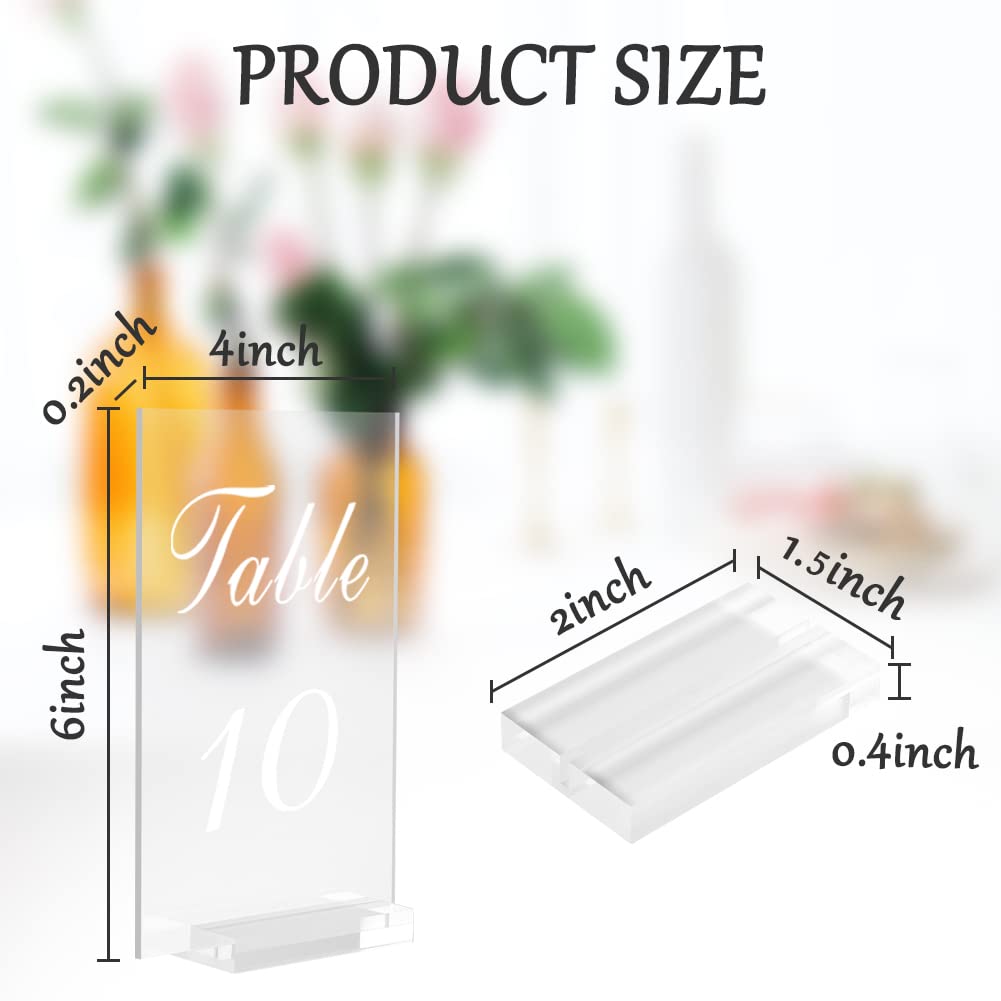 Porta numeri da tavolo in acrilico Garvee 1-20 con robusto supporto in acrilico per matrimoni e feste, 4x6 pollici, trasparenti