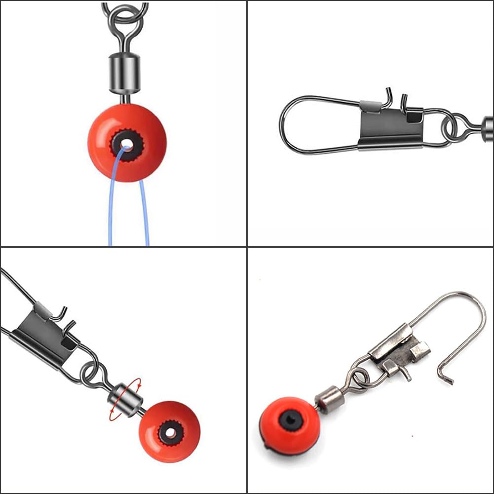 Garvee Kit Accessori Pesca Polivalenti - Emerillons, Perle, Clips - Metallo Elettrolitico Resistente Corrosione - Acqua Dolce e Salata - 100 Pezzi Trasparente