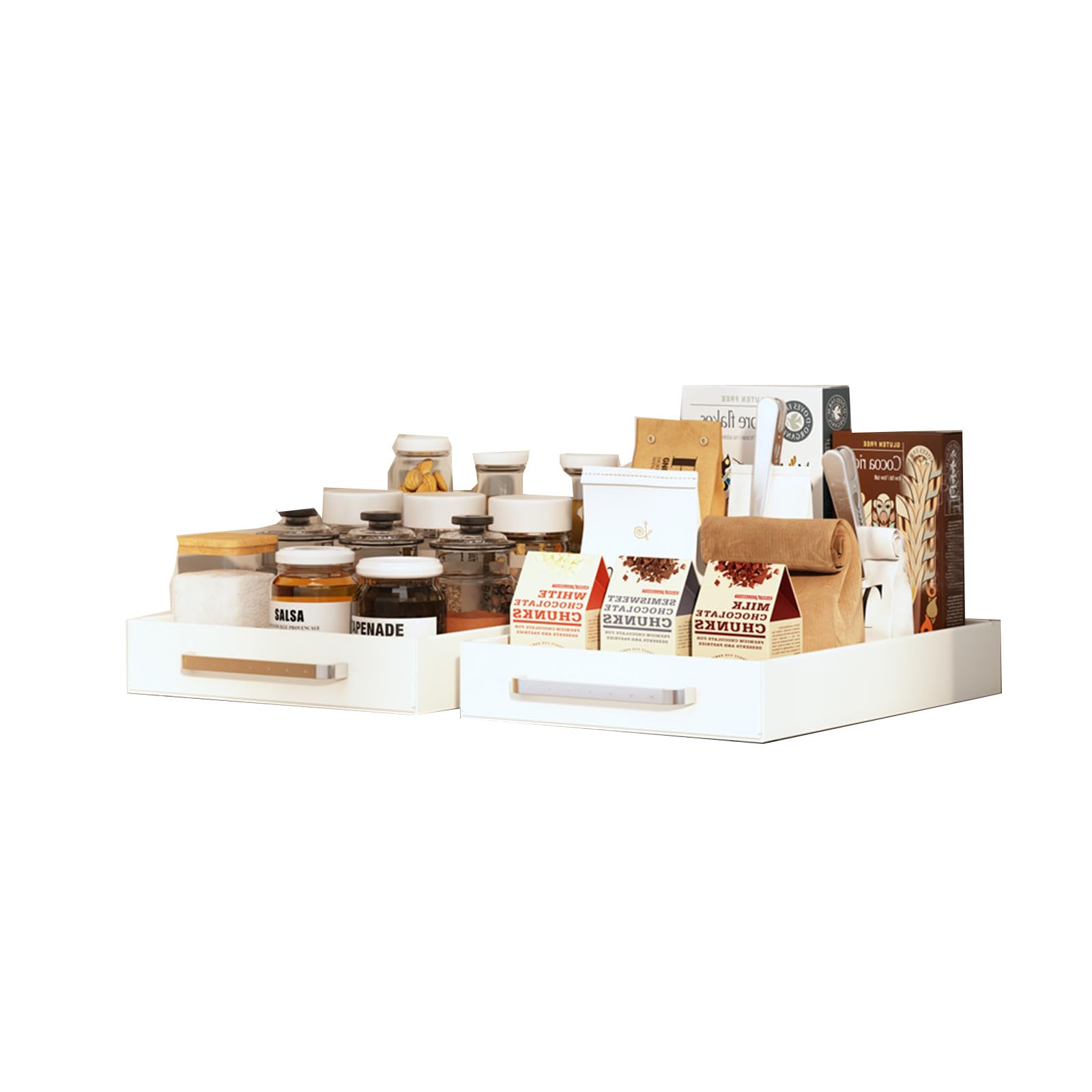 Garvee - Confezione da 2 organizer rimovibili per mobili da cucina, cassetti rimovibili, bianco, adatti a più stanze