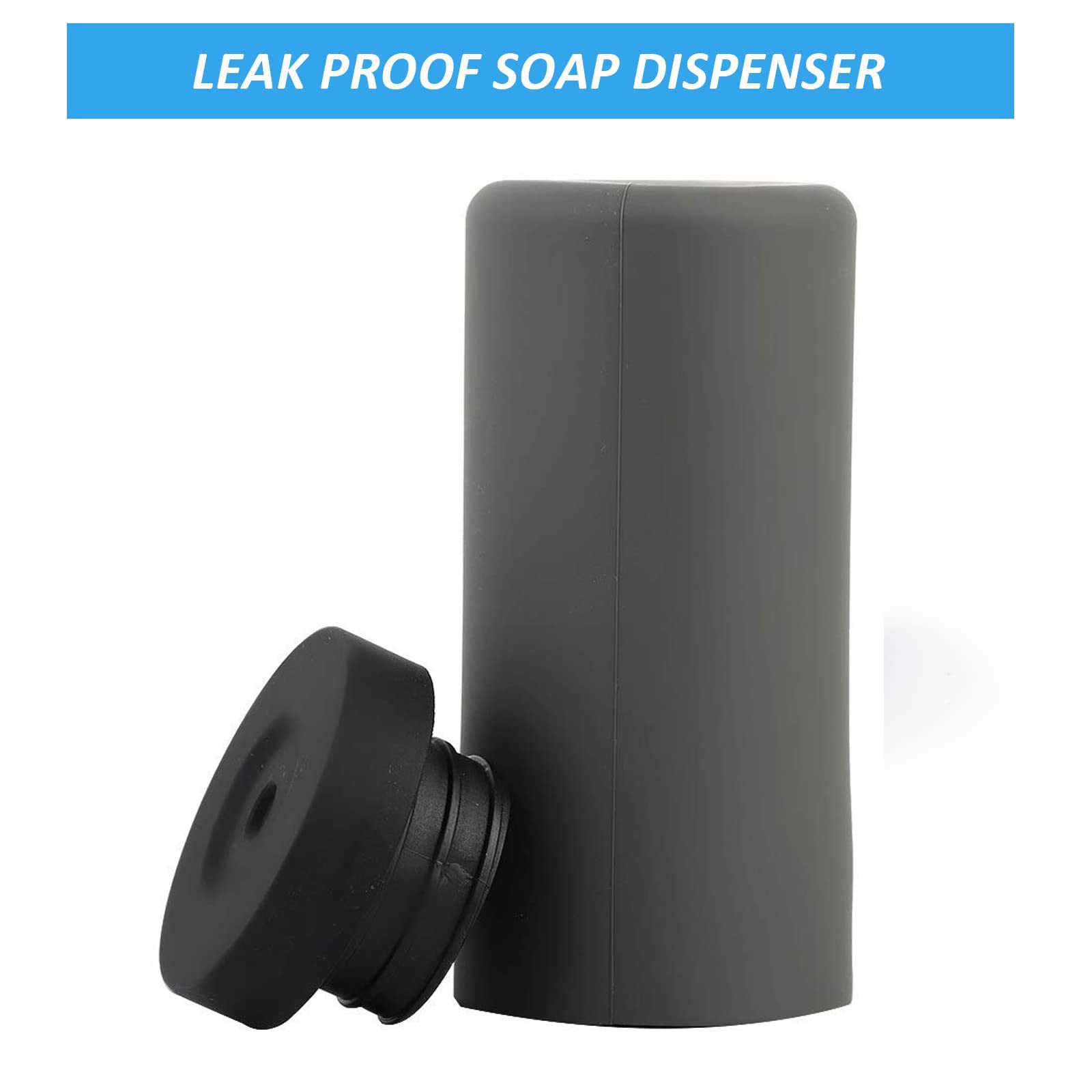 Garvee - Confezione da 2 dispenser di sapone ricaricabili per cucina e bagno, design a pressione, grigio, pratici e moderni