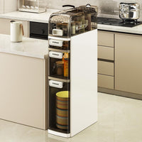 Mobiletto da bagno sottile Garvee a 4 ripiani con cassetti trasparenti e ruote per bagno e cucina, salvaspazio, impermeabile, ABS e PP, argento