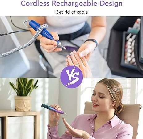 Trapano elettrico per unghie senza fili Garvee, portatile, ricaricabile, silenzioso, punte in ceramica di alta qualità, USB-C, per casa e salone