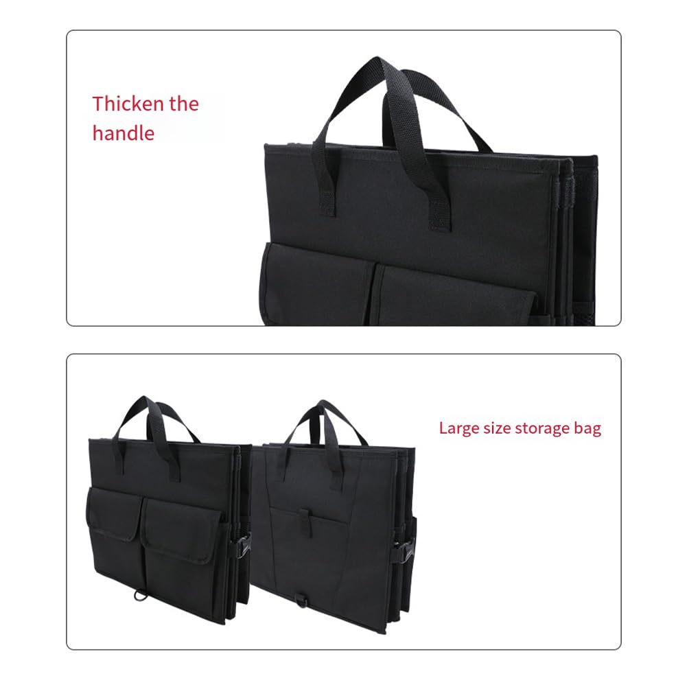 Garvee, grande contenitore pieghevole per auto da 60 litri con divisorio rimovibile, cinghie di fissaggio, materiale robusto per il bagagliaio, uso versatile, nero