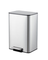 Garvee Bidone Della Spazzatura 15 Litri Rettangolare In Acciaio Inossidabile Con Pedale Silenzioso E Coperchio Soft-Close, Design Salvaspazio Per Camera E Soggiorno, Argento - Silver