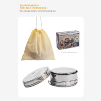 Set di pentole da campeggio Garvee, 8 pezzi, acciaio inossidabile, leggero, compatto, per picnic all'aperto ed escursioni