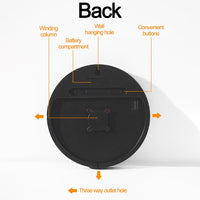 Orologio da parete a LED Garvee con telecomando, 25,5 cm, rotondo, silenzioso, per uso domestico, sveglia digitale, temperatura, data, timer, 10 livelli di luminosità