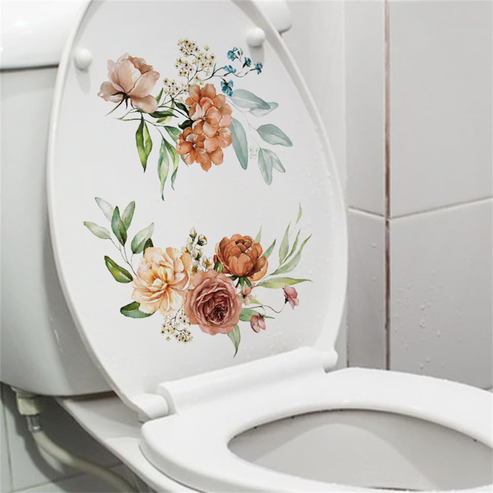 Garvee Adesivo Da Parete Per WC E Bagno Con Design Foglie E Fiori, PVC Sicuro, 20x30 cm, Decorazione Ecologica
