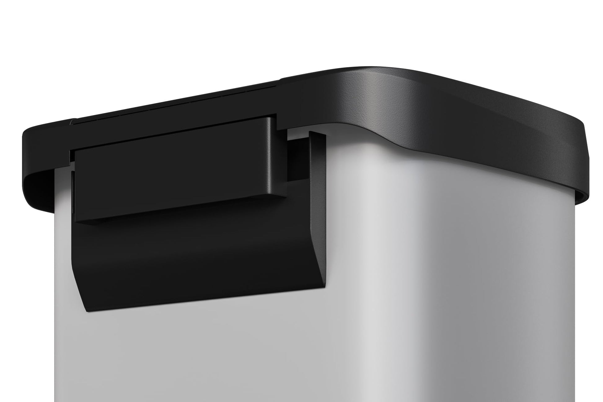 Pattumiera in metallo Garvee da 16 galloni con coperchio, antiruggine, chiusura ammortizzata per cucina e ufficio, bianca, ergonomica, bordo foderato