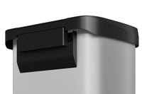 Pattumiera in metallo Garvee da 16 galloni con coperchio, antiruggine, chiusura ammortizzata per cucina e ufficio, bianca, ergonomica, bordo foderato