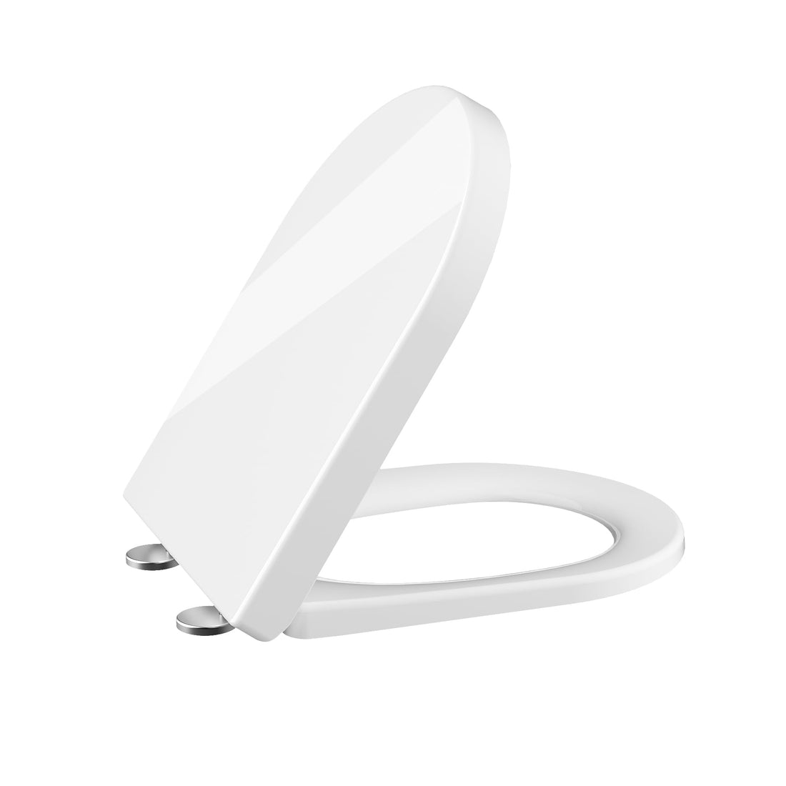 Sedile WC Garvee Copriwater a forma di D con sgancio rapido, abbassamento automatico, cerniere regolabili, bianco, bagno