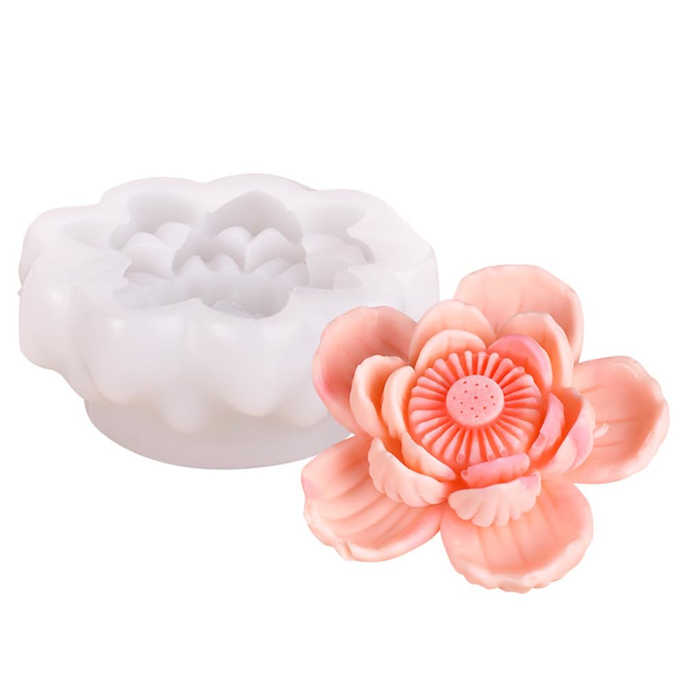 Stampo in silicone Garvee 3D Lotus per cupcake, cioccolato, flessibile, sicuro per alimenti, per candele, sapone, resina, cottura al forno, artigianato ZW-319