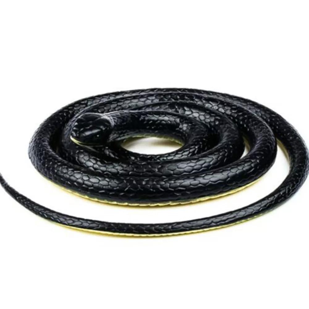 Garvee Realistico Serpente in Gomma Giocattolo 132 cm Gomma Morbida per Protezione Giardino Halloween e Feste Nero Giallo