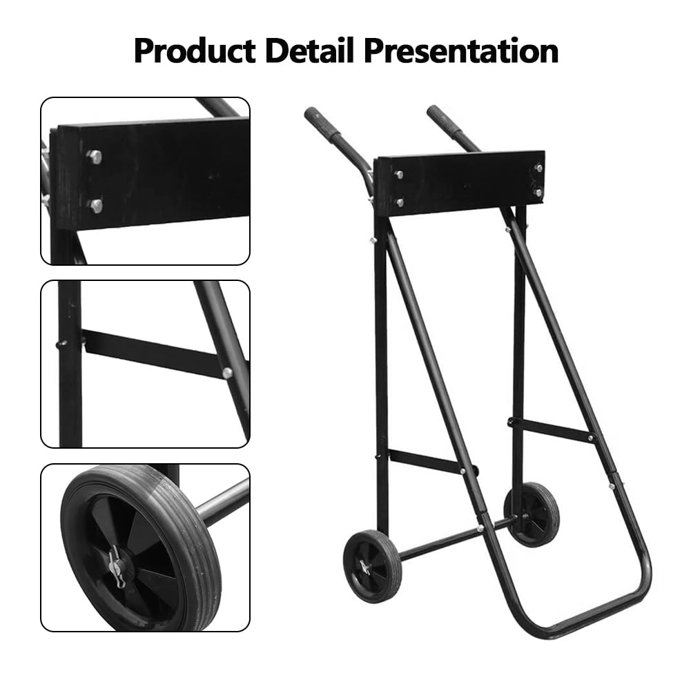 Carrello per motore fuoribordo Garvee, capacità 85 kg, supporto pieghevole per riparazione e trasporto imbarcazioni, altezza 99 cm, ferro, nero