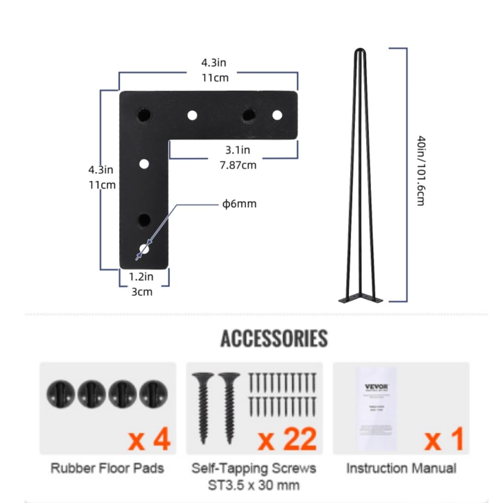 Gambe per mobili Garvee da 40 pollici - Gambe in acciaio resistente per soggiorno e ufficio, perfette per la regolazione e il rinforzo dei mobili