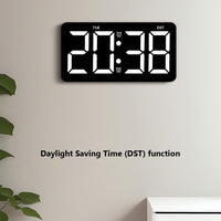Garvee Orologio Digitale da Parete 10,5" LED con Telecomando, Display Multifunzionale, Timer, Plastica, Luminosità Regolabile, Bianco, per Cucina e Ufficio
