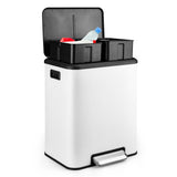 Pattumiera Garvee Dual Container in acciaio inox da 30 litri con coperchio a chiusura ammortizzata per cucine piccole, compatta, argento