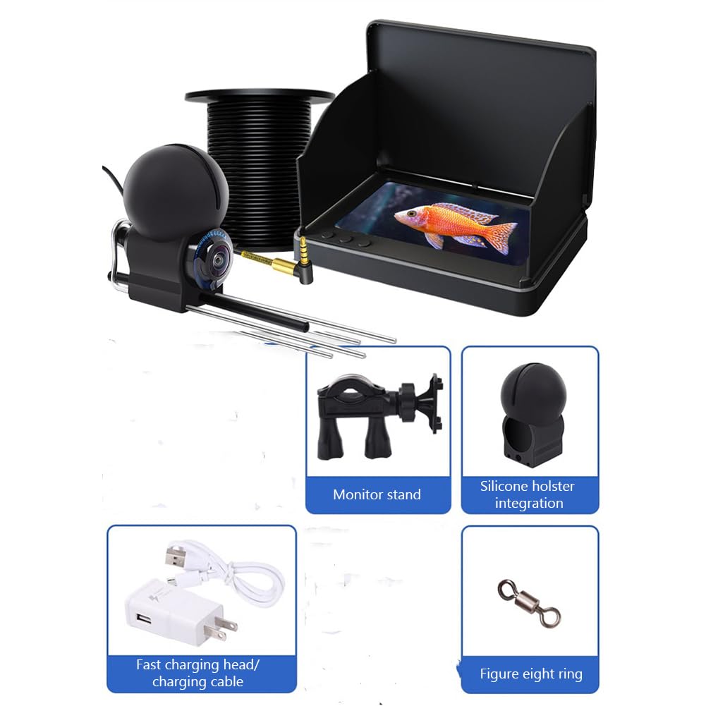 Garvee Fish Finder Telecamera subacquea Display da 4,3" Angolo di visione 220° Batteria da 10000 mAh Accessorio per la pesca Portata 30 m