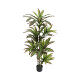 Albero di dracena artificiale Garvee da 4 piedi/5 piedi con rami e foglie di lunga durata, tessuto di seta, facile da pulire, vaso nero per casa e ufficio, verde - Come mostrato