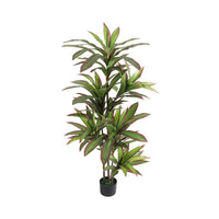 Albero di dracena artificiale Garvee da 4 piedi/5 piedi con rami e foglie di lunga durata, tessuto di seta, facile da pulire, vaso nero per casa e ufficio, verde