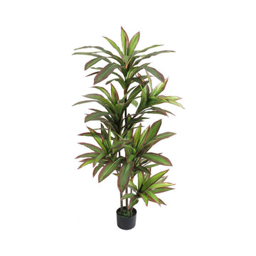 Albero di dracena artificiale Garvee da 4 piedi/5 piedi con rami e foglie di lunga durata, tessuto di seta, facile da pulire, vaso nero per casa e ufficio, verde