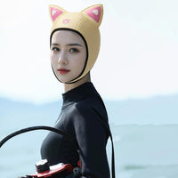 Cappuccio da sub Garvee con orecchie di gatto, neoprene da 3 mm, impermeabile, elastico con sottogola, per immersioni e sport acquatici