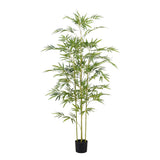 Albero di bambù artificiale Garvee da 4 piedi con tronco realistico e foglie di seta, robusto vaso di cemento per uso interno ed esterno, facile da mantenere, verde - Verde