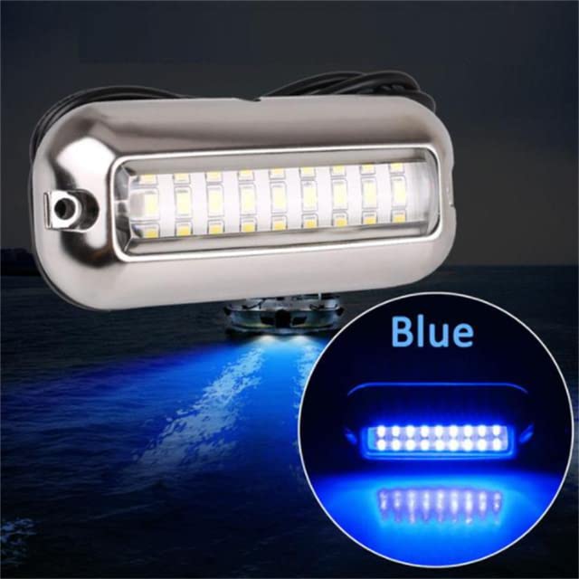 Garvee 2 pezzi Luci marine 27LED Illuminazione subacquea per barche Luci per specchietti per pontoni in acciaio inossidabile Luci per pontili per barche Luci a stella Vissen Lampada notturna per yachting Marine Acciaio inossidabile Barca