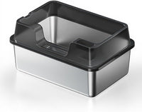 Lettiera per gatti Garvee in acciaio inox di grandi dimensioni, 34 l, semi-chiusa, con tappetino antiscivolo, per famiglie con più gatti, 60 x 40 x 22 cm, nera