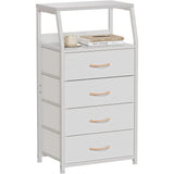 Garvee Stoffkommode Mit 4 Schubladen, Stabiler Stahlrahmen, Holzplatte Für Wohnzimmer Und Schlafzimmer, 40,9x29,2x84,6 cm, Grau