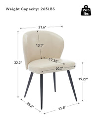 Set di 2 sedie da pranzo Garvee in pelle ergonomica con gambe in acciaio per cucina e sala da pranzo, altezza seduta 23,2" neutra