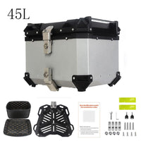 Bauletto per moto Garvee da 45 litri in lega di alluminio, impermeabile, con serratura di sicurezza, per viaggi, nero
