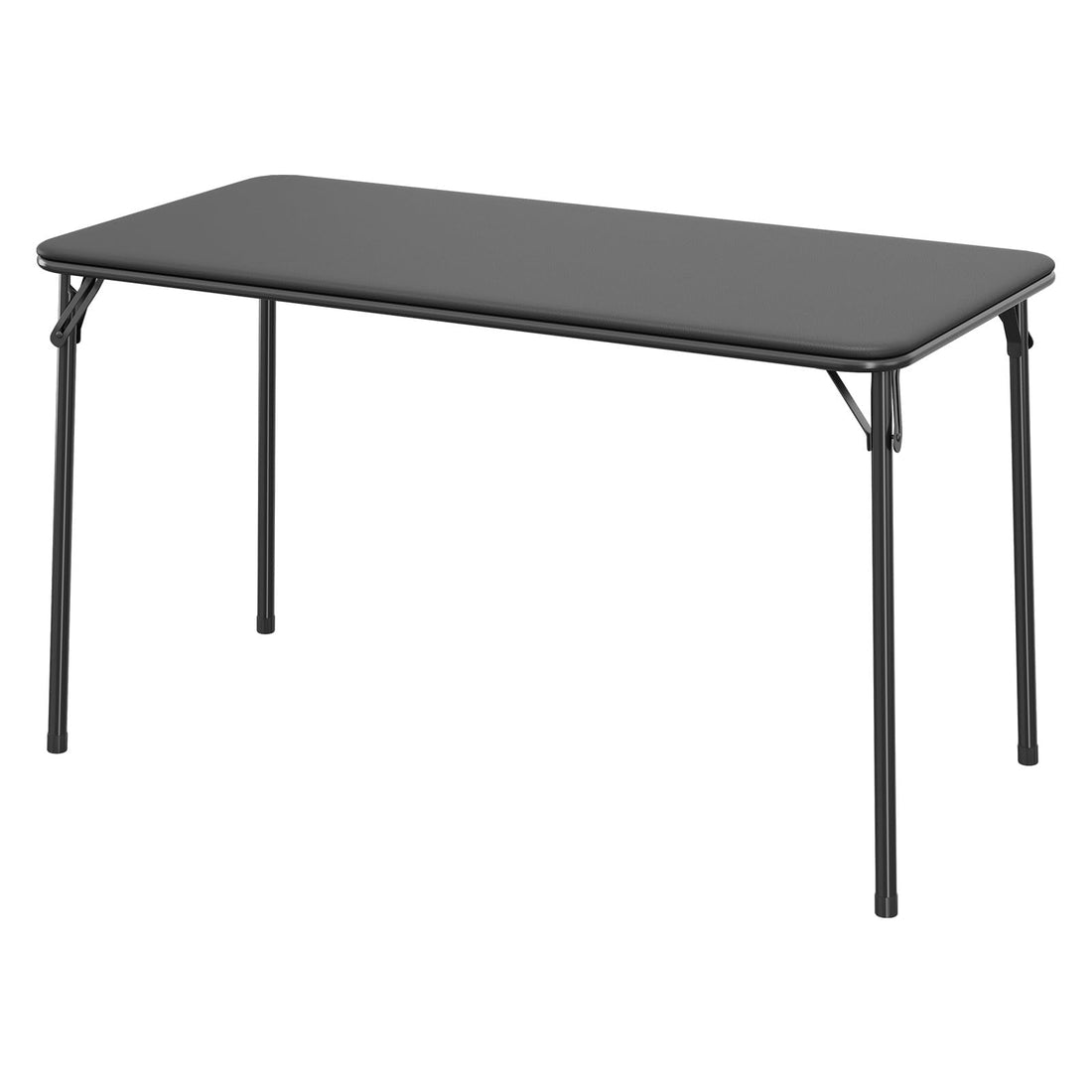 Tavolo pieghevole Garvee a 4 gambe con gambe in metallo, piano in similpelle, resistente per uso interno ed esterno, nero, salvaspazio