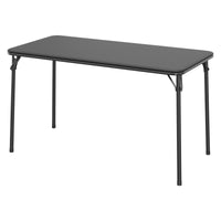 Tavolo pieghevole Garvee a 4 gambe con gambe in metallo, piano in similpelle, resistente per uso interno ed esterno, nero, salvaspazio