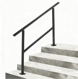 Garvee Corrimano Esterno Regolabile in Metallo per Scale a 4 Gradini, Supporto Antiscivolo, Resistente alla Corrosione, Facile Installazione, Ideale per Verande e Scale in Cemento - Nero