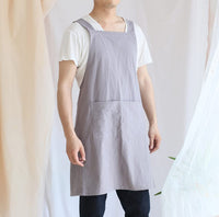 Garvee Küchenschürze Unisex Stile Giapponese Mit Großen Taschen, Schienale Incrociato Für Küche, Giardinaggio, Pittura, 72x90 cm, Grigio