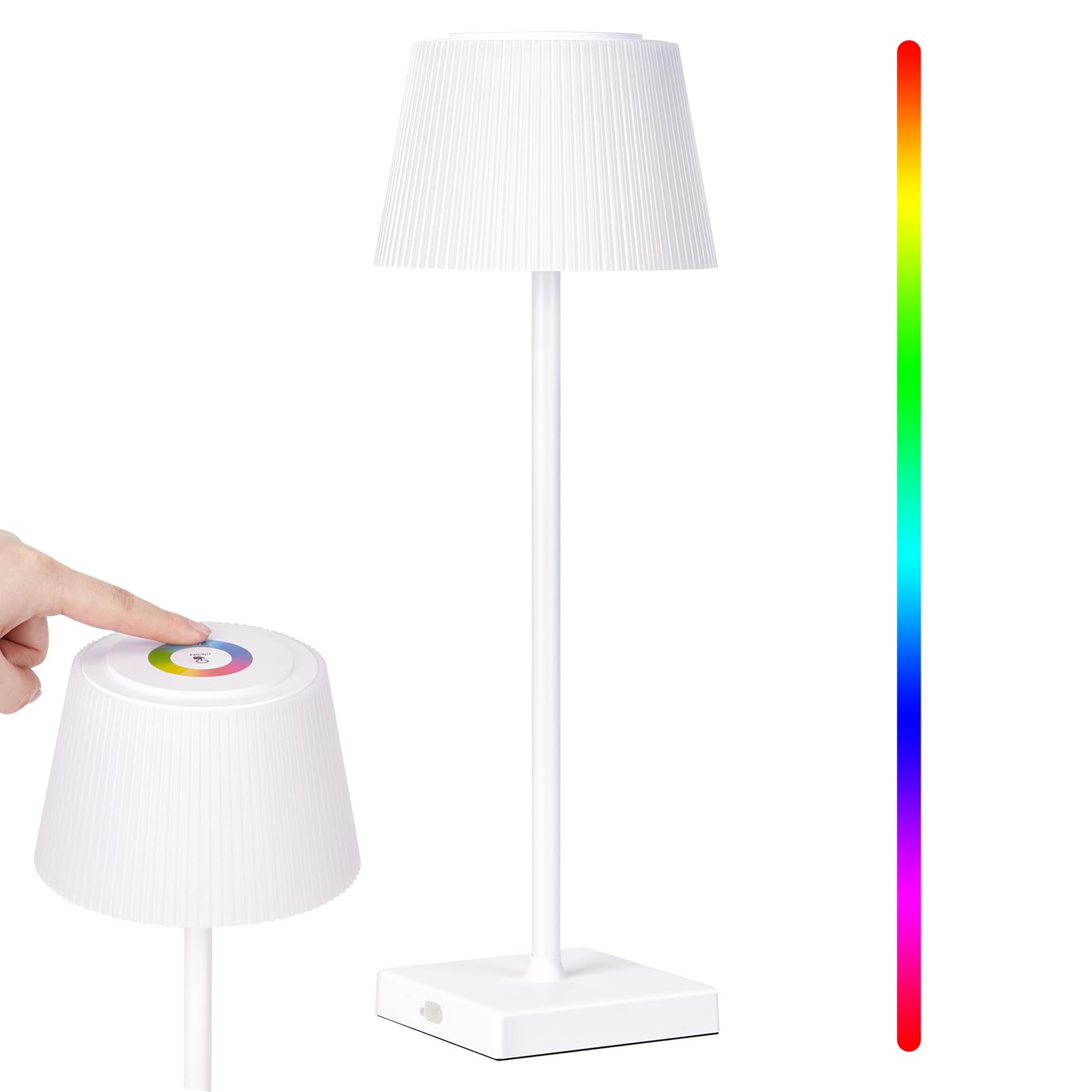 Lampada da tavolo dimmerabile wireless GARVEE con 8 colori, controllo touch, batteria da 4000 mAh, impermeabile per giardino, camera da letto, balcone, hotel, nero/bianco