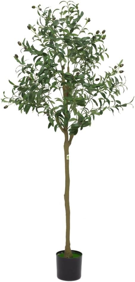 Albero di ulivo artificiale Garvee da 5 piedi con foglie e frutti realistici per soggiorno, camera da letto, ufficio, 150 cm, verde