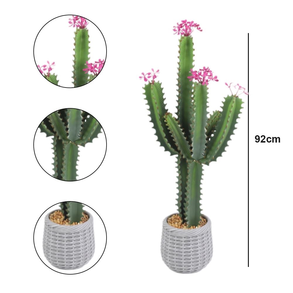 Cactus artificiale Garvee da 3 piedi, design realistico, in plastica, per uso interno ed esterno, 36 pollici, verde