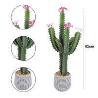 Cactus artificiale Garvee da 3 piedi, design realistico, in plastica, per uso interno ed esterno, 36 pollici, verde