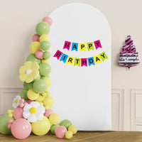 Garvee, arco di copertura rotondo bifacciale per fondale, decorazione per feste, cerimonia di nozze, addio al nubilato, bianco 200 x 100 cm