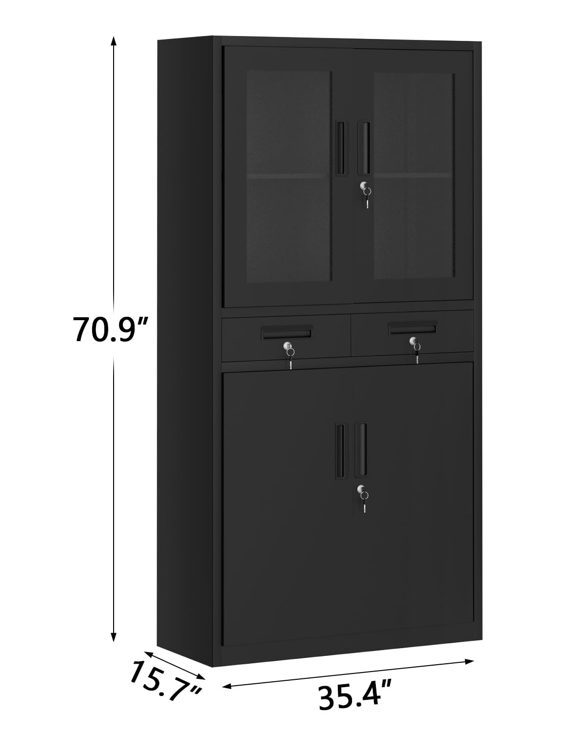 Armadio portaoggetti in metallo Garvee da 72" con cassetti e ante chiudibili a chiave per garage e officina, 72"x31,5"x16,5", acciaio verniciato a polvere, arrotolabile