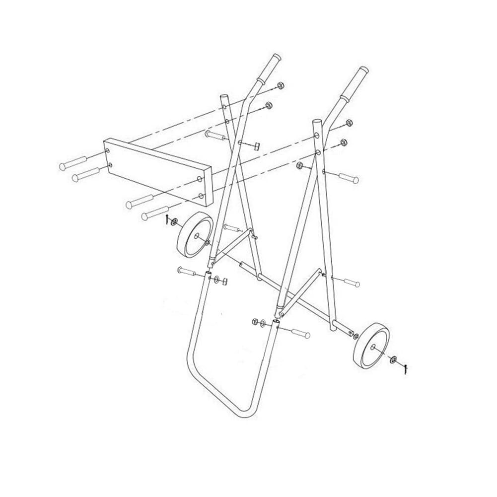 Carrello per motore fuoribordo Garvee, capacità 85 kg, supporto pieghevole per riparazione e trasporto imbarcazioni, altezza 99 cm, ferro, nero