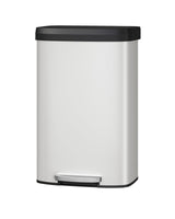 Pattumiera in metallo Garvee da 80 litri con coperchio, antiruggine, chiusura ammortizzata, bianca, per cucina e ufficio, compatta, resistente - Bianco