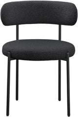 Garvee Set 2 Sedie da Pranzo con Schienale in Tessuto Bouclé, Seduta Imbottita, Gambe in Metallo Nero per Sala da Pranzo e Soggiorno - Schwarz