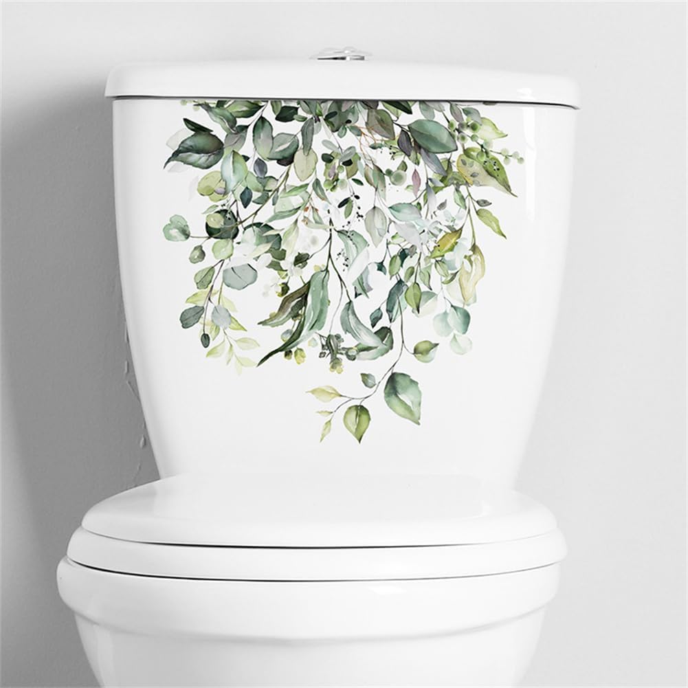Garvee Toilettenaufkleber Grüne Blätter PVC Selbstklebend Für Badezimmer Wohnzimmer 30x30x1cm Grün