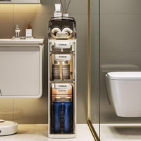 Mobiletto da bagno sottile Garvee a 4 ripiani con cassetti trasparenti e ruote per bagno e cucina, salvaspazio, impermeabile, ABS e PP, argento