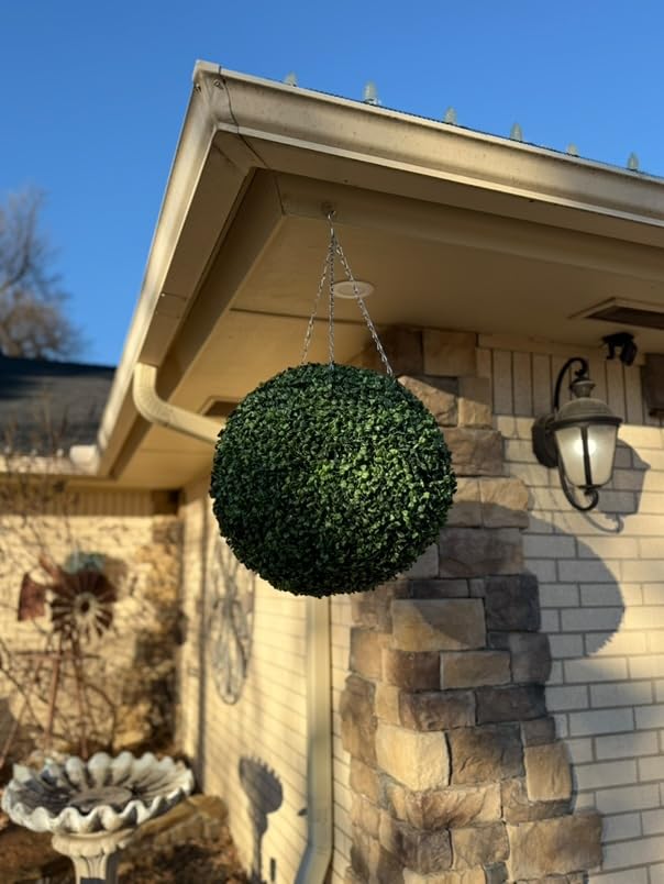 Garvee Palla di bosso artificiale da 20" con 40 luci LED, plastica, per giardino e matrimonio, set da 2, verde