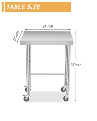 Tavolo da lavoro in acciaio inox Garvee 18x28 pollici con ruote, robusto e mobile, resistente al calore, antiruggine per cucina e officina, argento