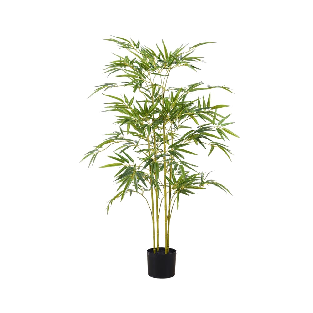 Albero di bambù artificiale Garvee da 3.28 piedi con foglie di seta realistiche e robusto vaso di cemento per uso interno ed esterno, verde