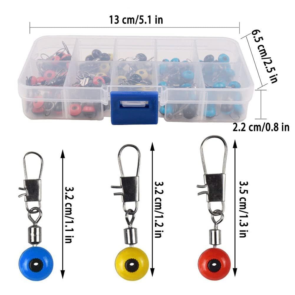 Garvee Kit Accessori Pesca Polivalenti - Emerillons, Perle, Clips - Metallo Elettrolitico Resistente Corrosione - Acqua Dolce e Salata - 100 Pezzi Trasparente